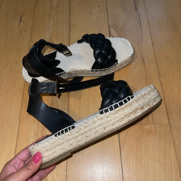 H&M | NWOT | Black Braided Platform Sandal - Picture 3 of 7